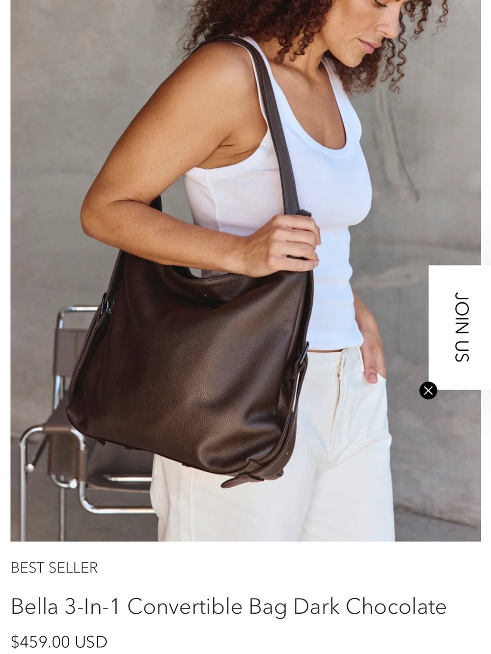 Bella Bag Convertible 3-1 Classic Size Dark Chocolate - Picture 3 of 15